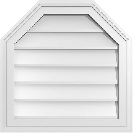 Ekena Millwork Octagonal Top Surface Mount PVC Gable Vent w/ 2"W x 1-1/2"P Brickmould Frame, 20"W x 20"H GVPOT20X2002SN